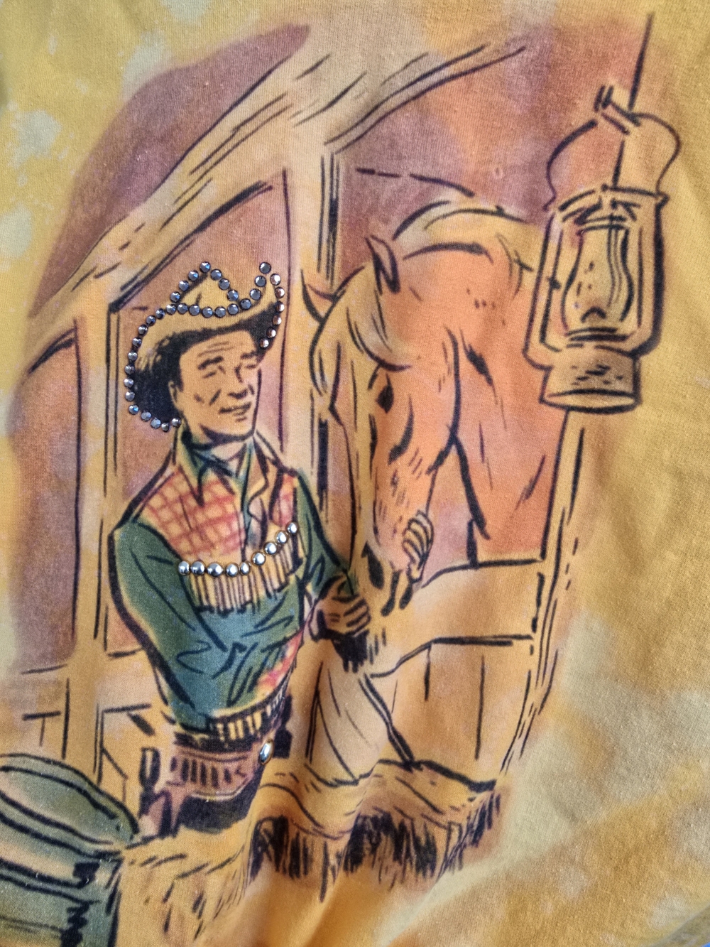 GINA Girls In Action Western Cowgirl Horse Graphic Sweatshirt XL Rhinestone - Picture 4 of 6